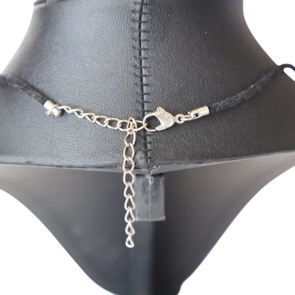 Glass Pendant Necklace With Abstract Design On Black Cord - Picture 4 of 5